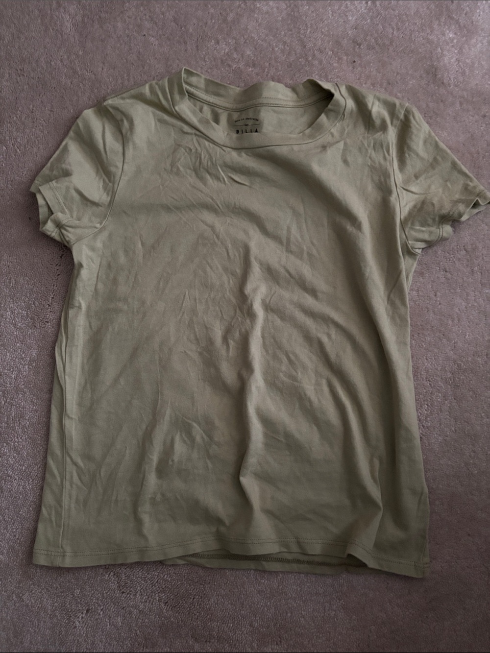 Billabong Olive-Green Crew Neck Tee with Interior Logo Print
